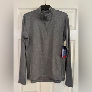 NWT REEBOK Women's ALL AROUND VECTOR Half-Zip GRAY Stretch Poly ATHLETIC Top LG